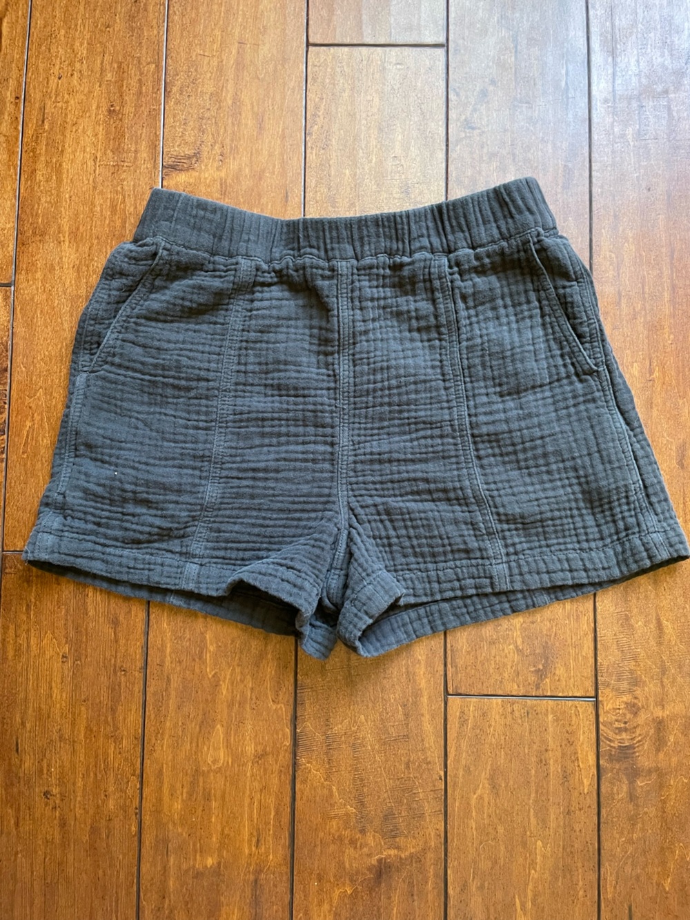 Madewell 100% cotton Double Gauze Pull-On Shorts Dark Gray / Charcoal S